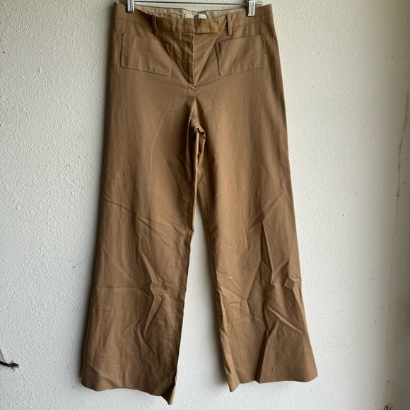 Prada Khaki Brown Cotton Wide Leg Pants - Picture 1 of 5